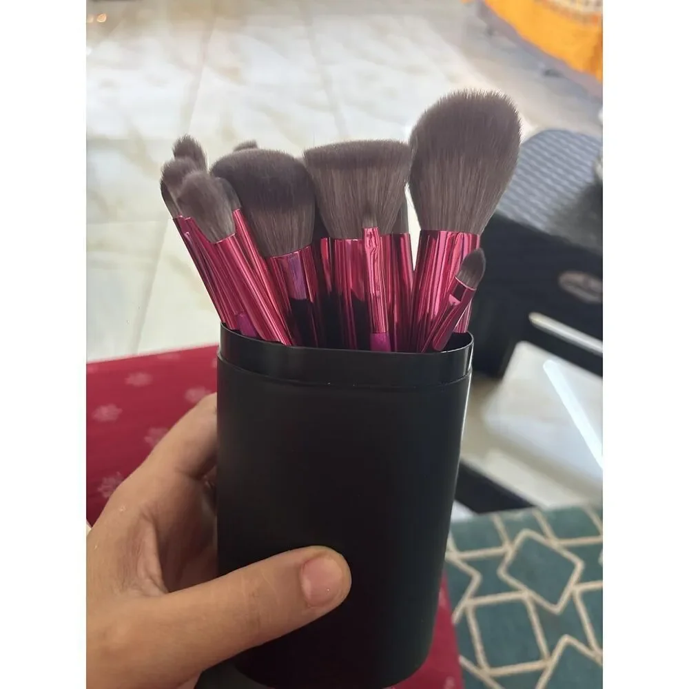 Bs-Mall 18 Pieces Pink Premium Synthetic Makeup Brush Set With Black Case